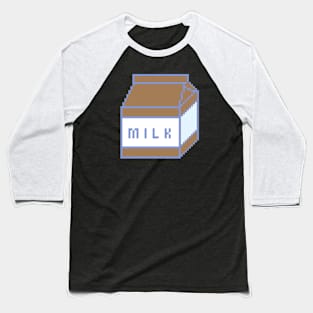 Pixel Chocolate Milk Box Carton | Vintage 90's Retro Pixel Art Baseball T-Shirt